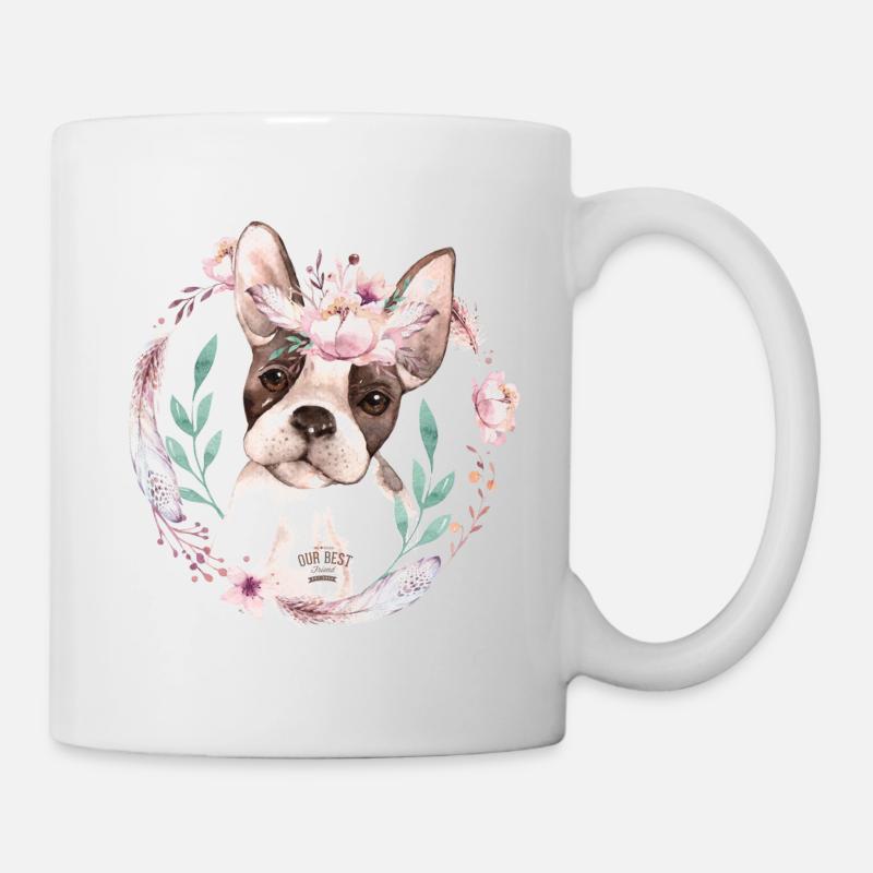 French Bulldog Flowers - Mug - white