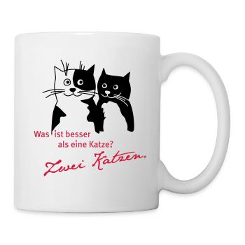 2 Katzen besser als 1 - Tasse - Weiß - Rechts