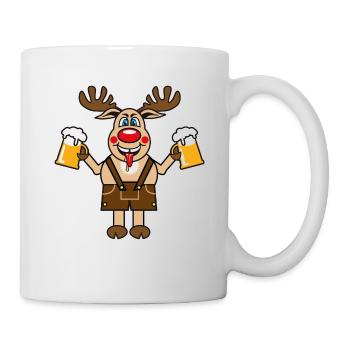 148 Hirsch Rudi Bier besoffen lustig - Tasse - Weiß - Rechts