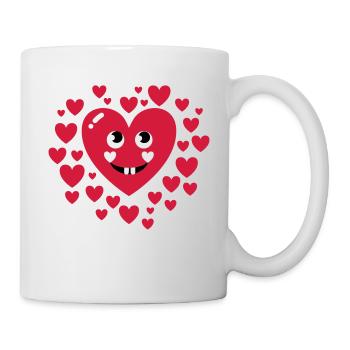 13 heart in love face funny love humor couples - Mug - white - Right