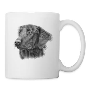 flatcoated retriever bw - Mug - white - Right