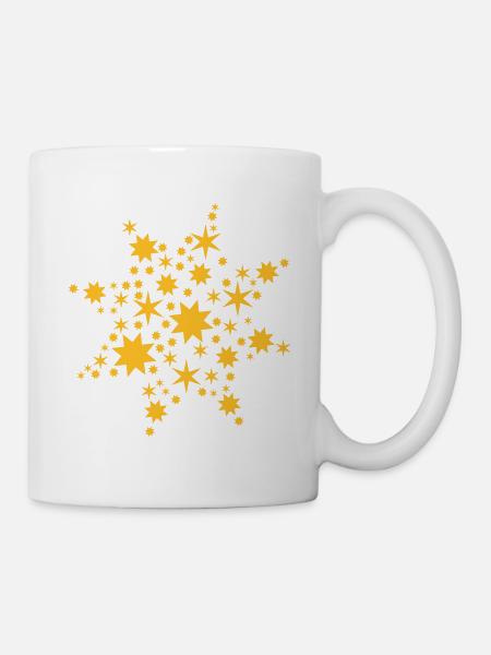 Goldene Sterne in dunkler Winternacht - Tasse - Weiß