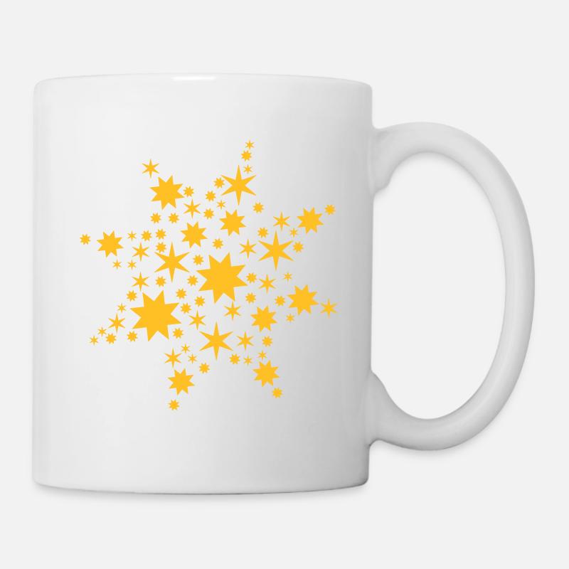 Goldene Sterne in dunkler Winternacht - Tasse - Weiß
