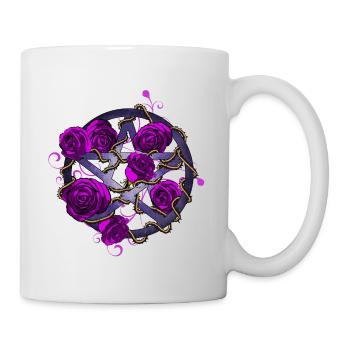 Roses pentagram purple - Mug - white - Right