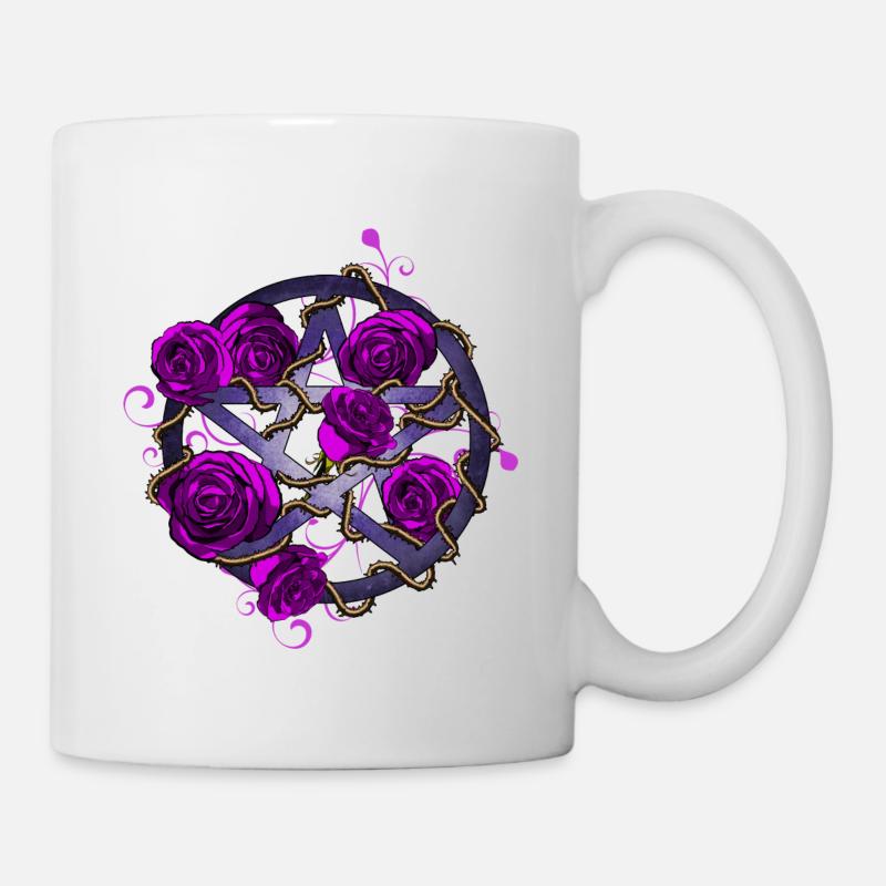 Roses pentagramme violet - Mug blanc - blanc
