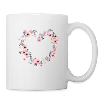 Blumen Herz - Tasse - Weiß - Rechts