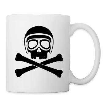 Totenkopf mit Helm und Brille schwarz - Tasse - Weiß - Rechts