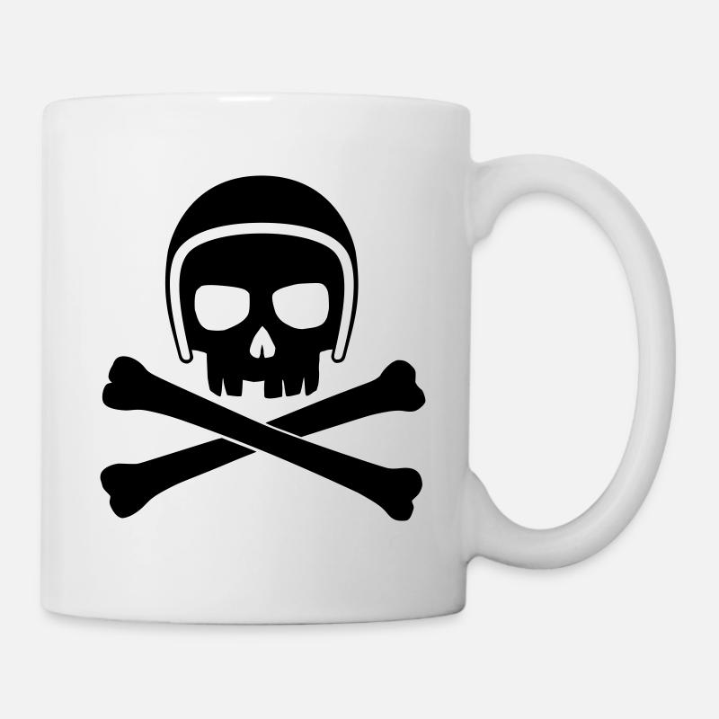 Skull with helmet black - Mug - white
