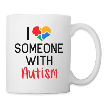 I love autistic autism heart puzzle son daughter - Mug - white - Right