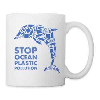 Blue Dolphin Stop Ocean Plastikverschmutzung - Tasse - Weiß - Rechts