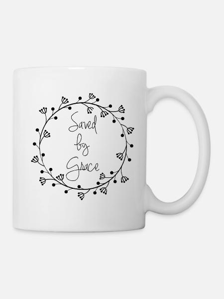 Saved by Grace mit Kranz - Tasse - Weiß