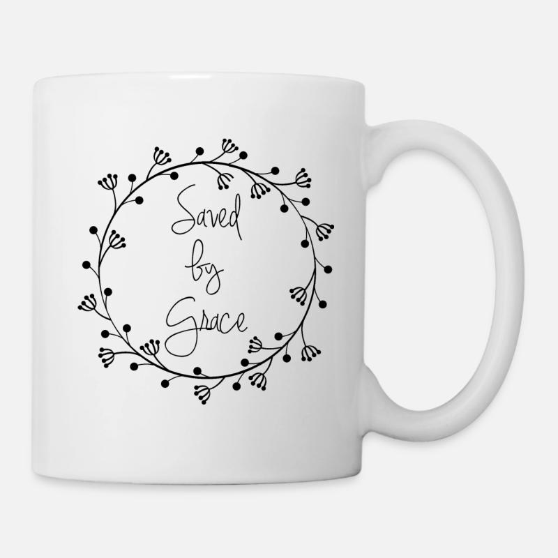 Saved by Grace mit Kranz - Tasse - Weiß