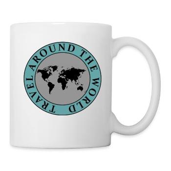 Reisen, Weltkarte, Urlaub, Camping, Shirt, Outdoor - Tasse - Weiß - Rechts