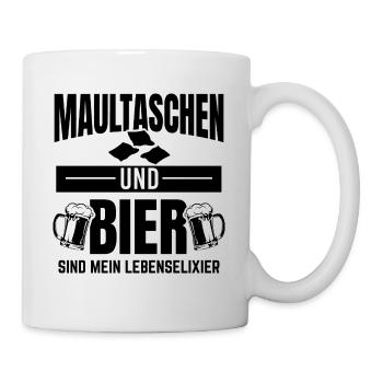 Maultaschen und Bier | Schwaben Schwabe Geschenke - Tasse - Weiß - Rechts