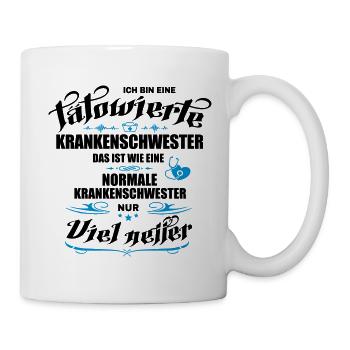 Tätowierte Krankenschwester. Krankenpflege - Tasse - Weiß - Rechts