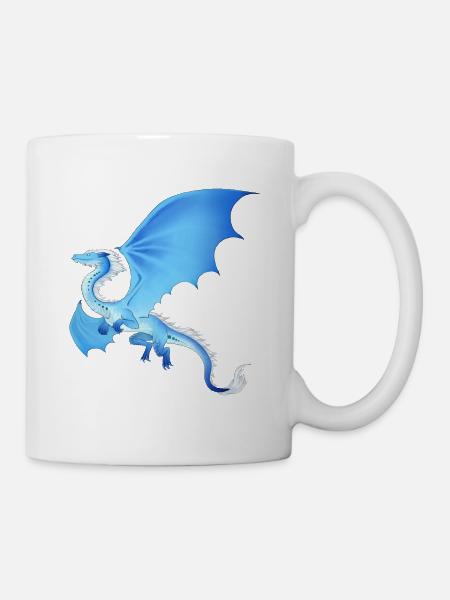 Wasserdrache, blau Dragon - Tasse - Weiß