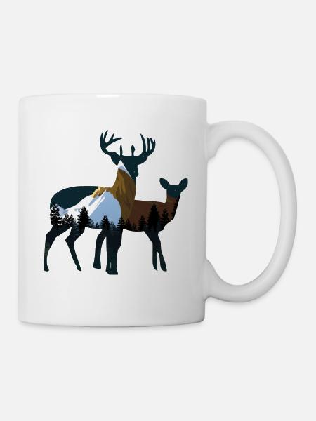 Nature Hiking Forest Deer Gift Idea - Mug - white