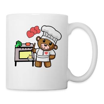 Teddybär Koch kochen Kochkunst Restaurant Küche - Tasse - Weiß - Rechts