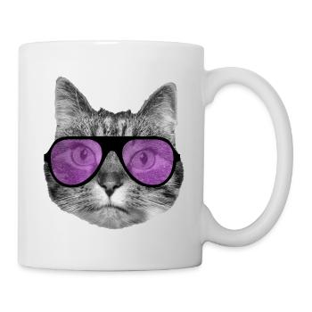 Katze mit cooler rosa Sonnenbrille - Tasse - Weiß - Rechts