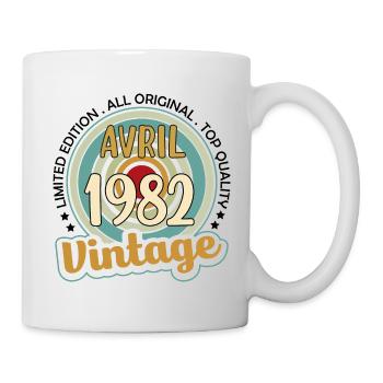 Vintage Flourish Cadeau Anniversaire Avril 1982 - Mug blanc - blanc - Droite