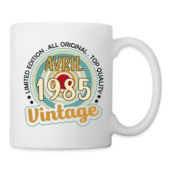 Vintage Flourish Cadeau Anniversaire Avril 1985 - Mug blanc - blanc - Droite