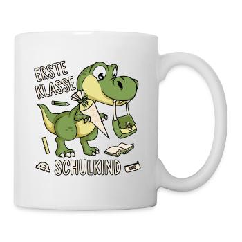 Schule Einschulung Dinosaurier Dino Schulkind - Tasse - Weiß - Rechts