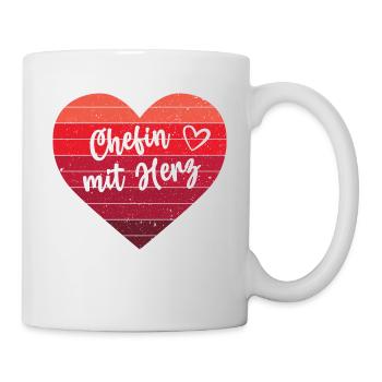 Chefin mit Herz Beste Mama Lieblingschefin - Tasse - Weiß - Rechts