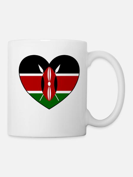 Kenia Flagge Herz - Tasse - Weiß