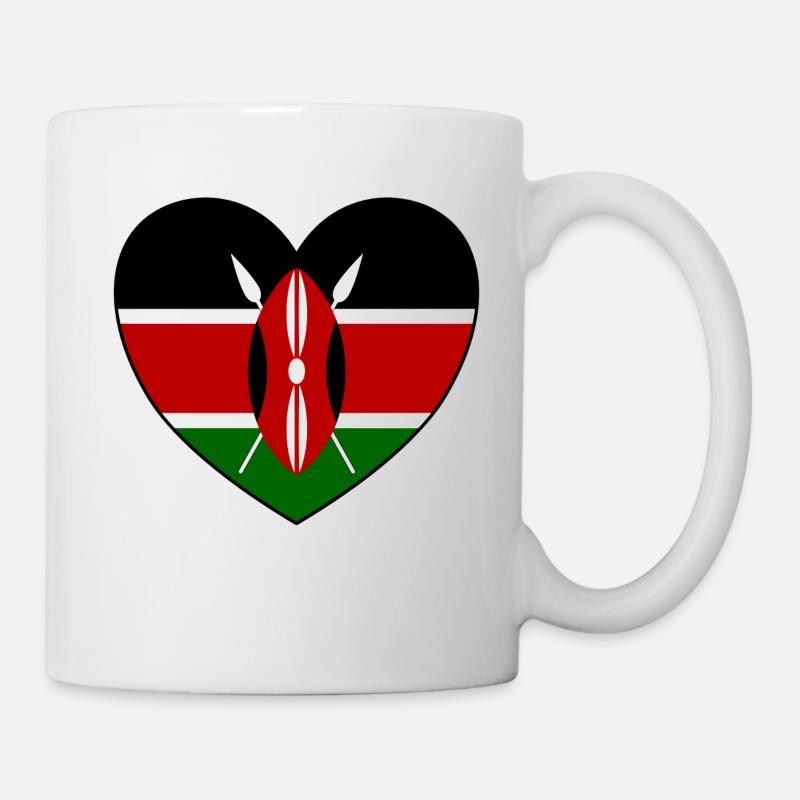 Kenia Flagge Herz - Tasse - Weiß