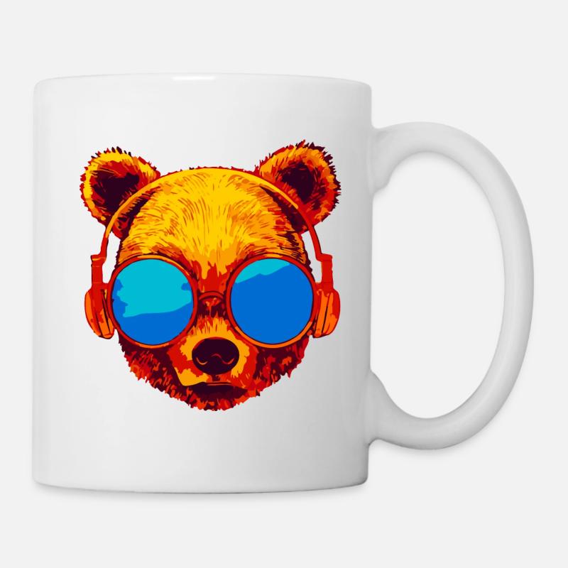 Bär mit Sonnenbrille - Tasse - Weiß