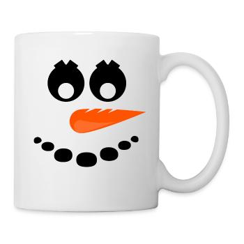 Schneemanngesicht mit Kulleraugen und Möhrennase - Tasse - Weiß - Rechts