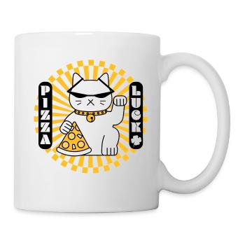 The lucky cat wishes you good pizza - Mug - white - Right