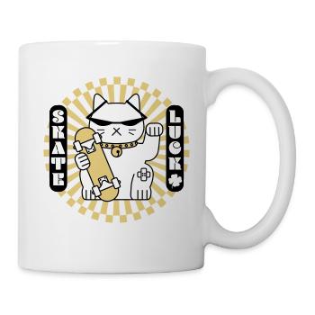 Lucky cat with skateboard - Mug - white - Right