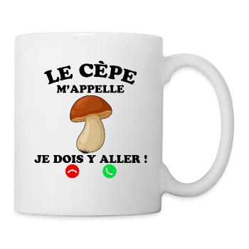 Le Cèpe J'Aime Humour Téléphone Champignons - Mug blanc - blanc - Droite