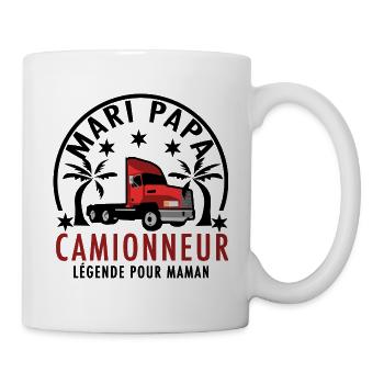 Mari papa camionneur légende pour maman - Mug blanc - blanc - Droite