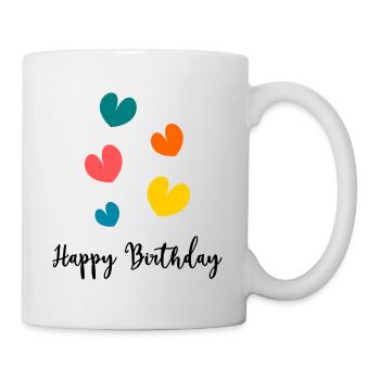 ANNIVERSAIRE. HAPPY BIRTHDAY. JOYEUX ANNIVERSAIRE. - Mug blanc - blanc - Droite