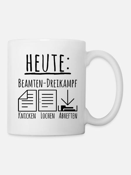 Beamten-Dreikampf Knicken Lochen Abheften - Tasse - Weiß