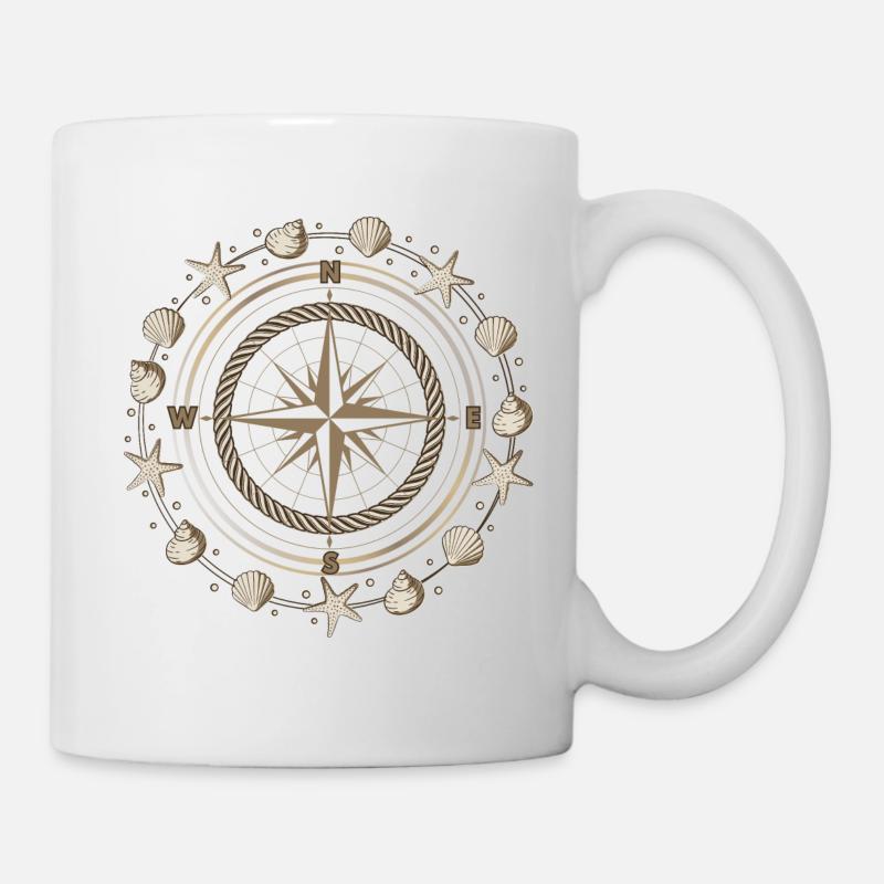 Coquilles maritimes à la boussole - Mug blanc - blanc