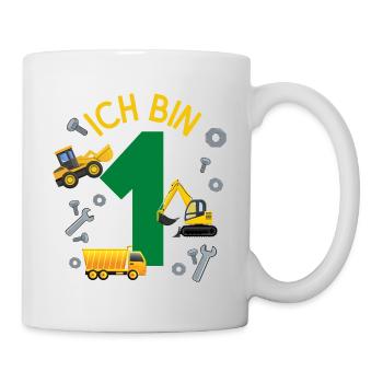 Ich bin 1 Jahr Geburtstag Mädchen Junge Baustelle - Tasse - Weiß - Rechts