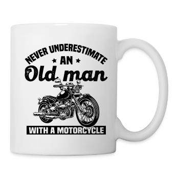 Never underestimate an old man with a motorcycle - Mug - white - Right