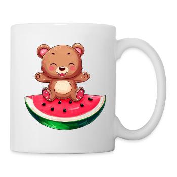 Bär sitzt auf Wassermelone - Niedliches - Tasse - Weiß - Rechts