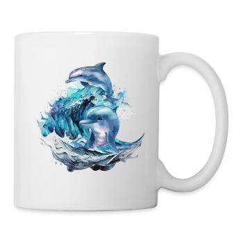 Dolphins in the surf - Mug - white - Right