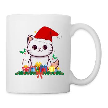 Lustige Weihnachtskatzen - Tasse - Weiß - Rechts