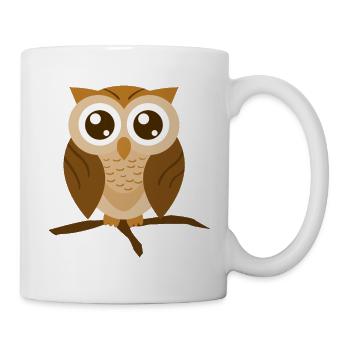 A cute owl on the branch Owl Bird - Mug - white - Right