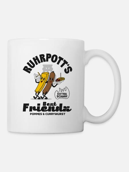 Ruhrpott Motiv - Pommes & Currywurst, Funny - Tasse - Weiß