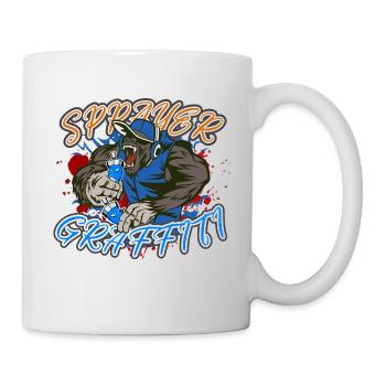 Graffiti Pulvérisateur Artiste Street Art Singe - Mug blanc - blanc - Droite