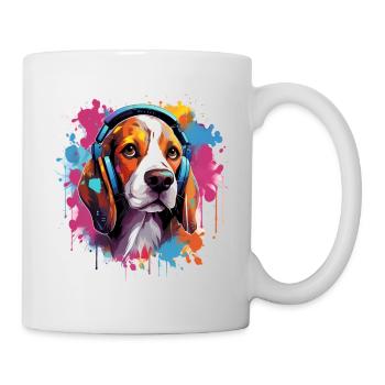Beagle coloré avec des éclaboussures de peinture pour casque - Mug blanc - blanc - Droite