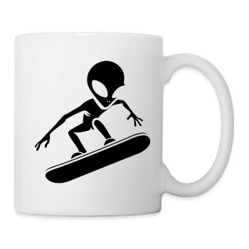 Design minimaliste : Alien Snowboarder - Mug blanc - blanc - Droite