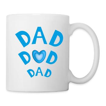 DAD in Blau mit viel Herz und Liebe. - Tasse - Weiß - Rechts