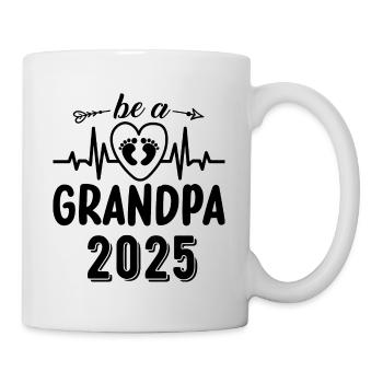 Werdender Opa 2025, Herzschlag, Opa 2025 - Tasse - Weiß - Rechts